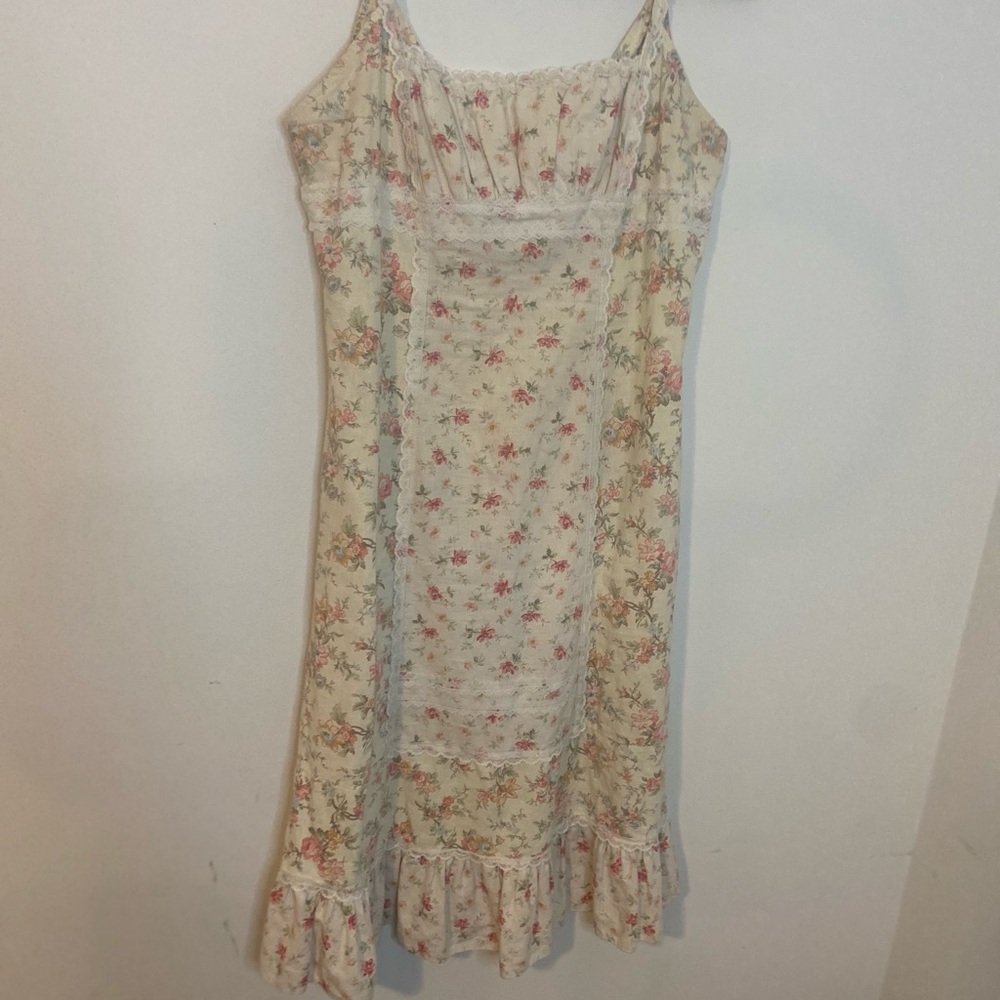 Jessica McClintock Gunne Sax Sleeveless Dress Floral Prairie Cottagecore Vintage